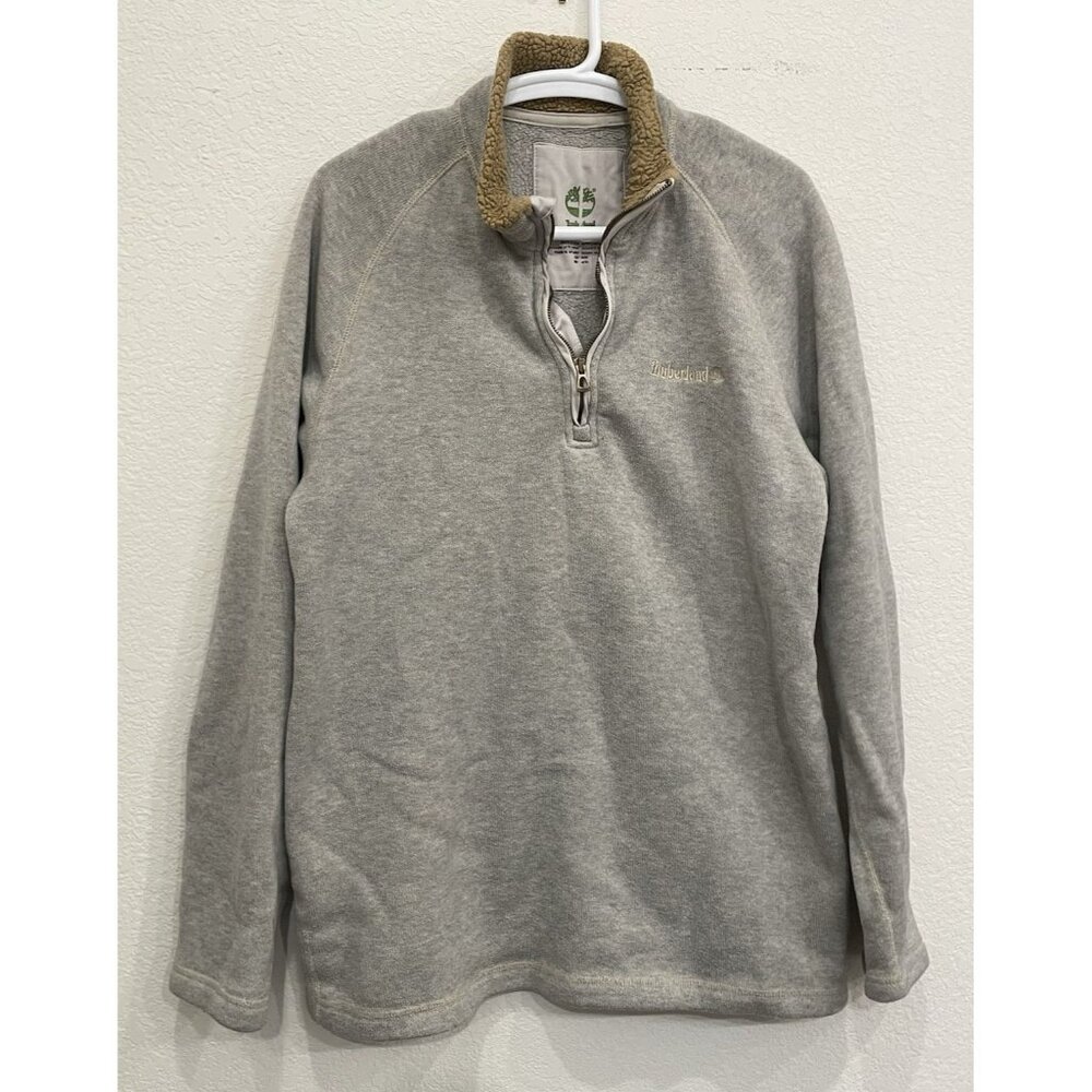 Timberland Men's Sweatshirt XL Quarter Zip Pullover Sweater Gray Winter Outdoor